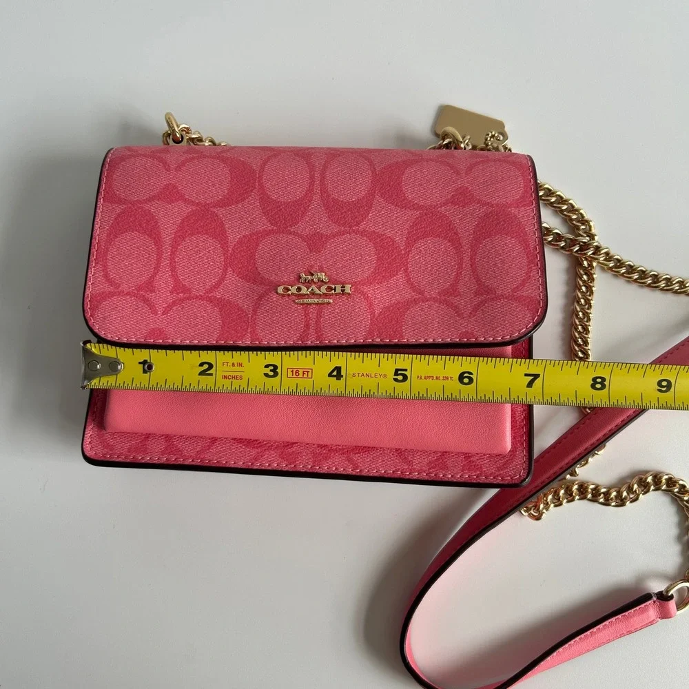 Coach Mini Klare Pink Signature Canvas Leather Crossbody Excellent